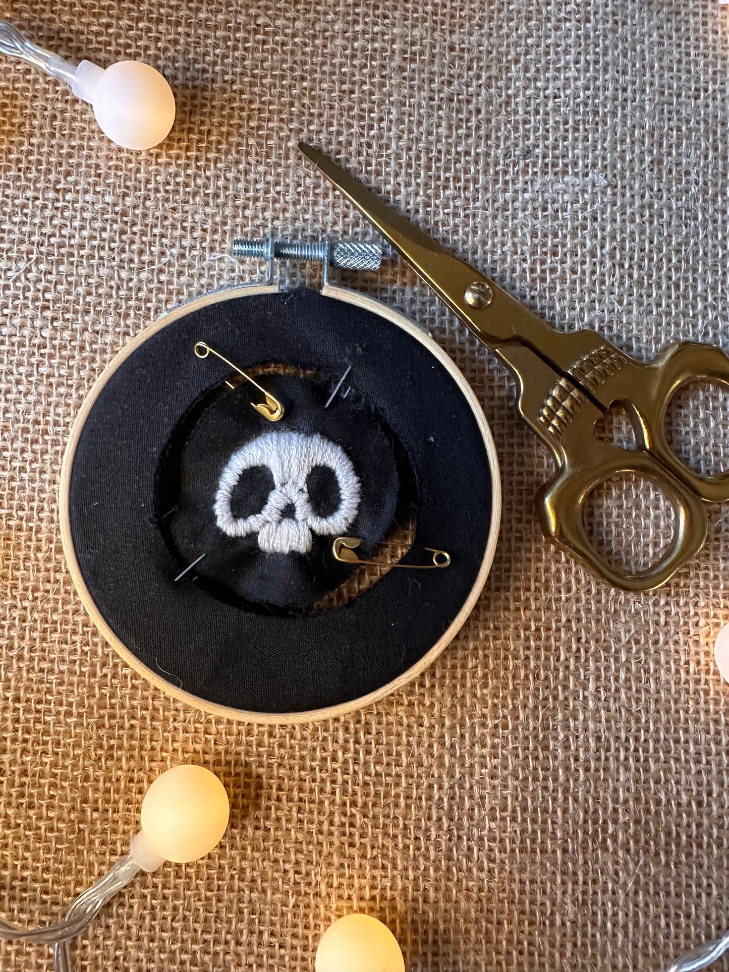 Deconstructed Embroidered Skull Hoop