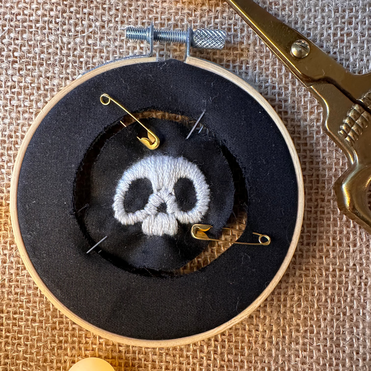 Deconstructed Embroidered Skull Hoop